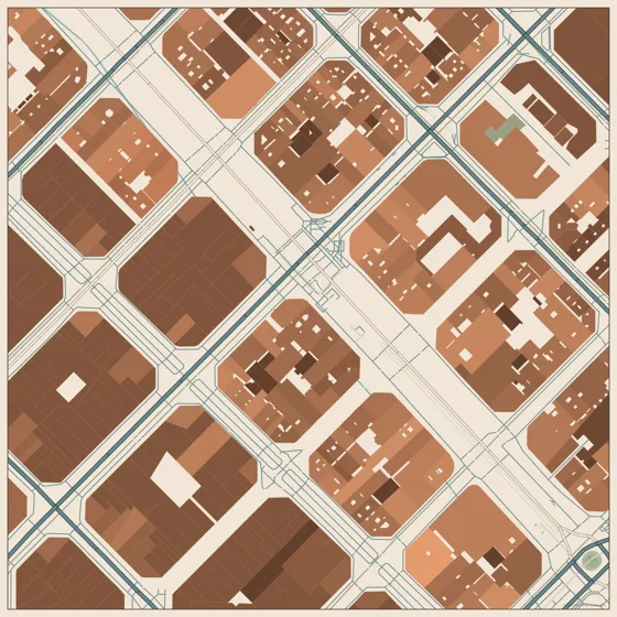 Barcelona map in warm terracotta tones