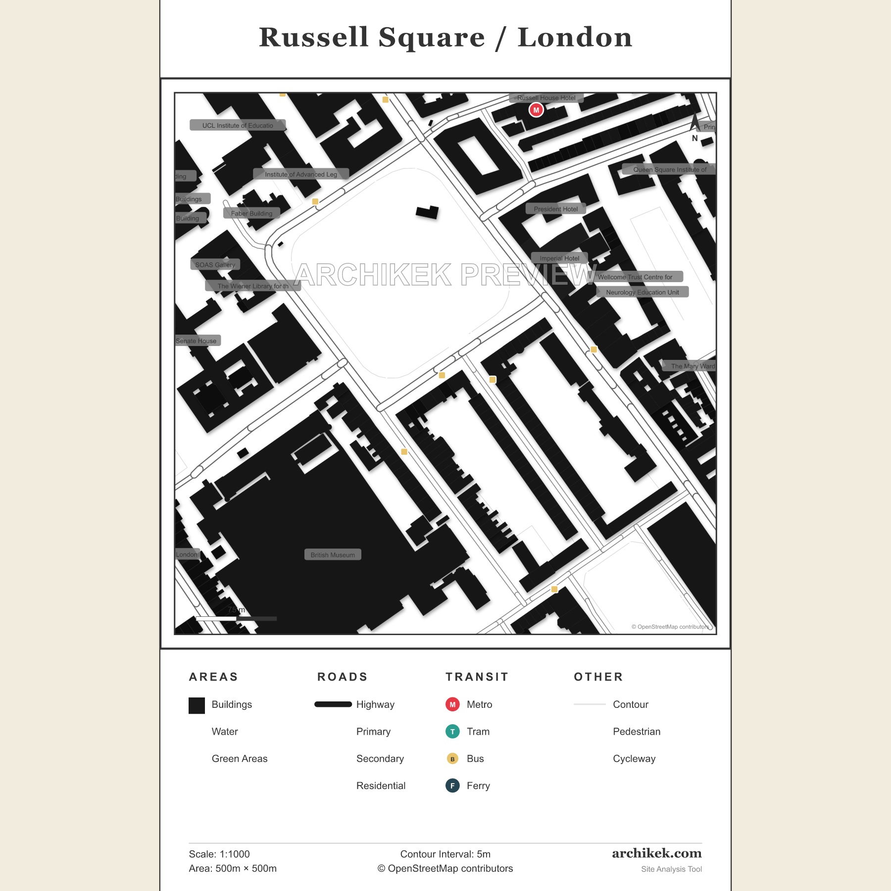 Russell Square real architectural map sample
